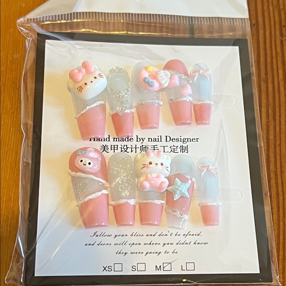 Cute Pink and Blue Nail Art Set